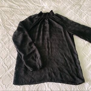 High Neck Sheer Long Sleeve Top